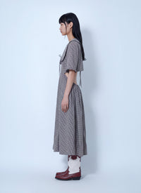 Ganni Women Check Cotton Cut Out Midi Dress