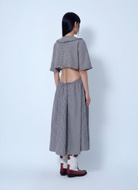 Ganni Women Check Cotton Cut Out Midi Dress
