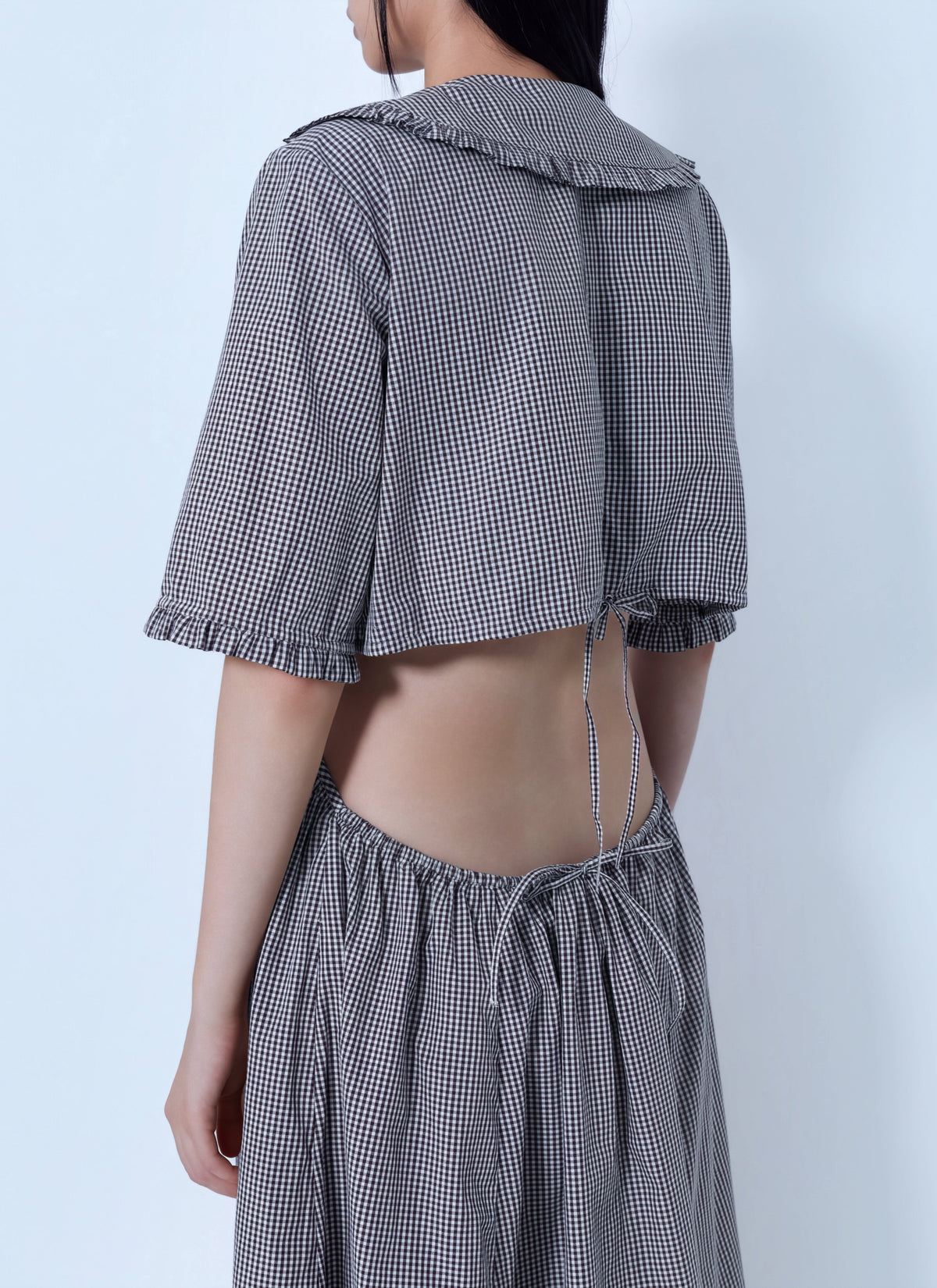 Ganni Women Check Cotton Cut Out Midi Dress