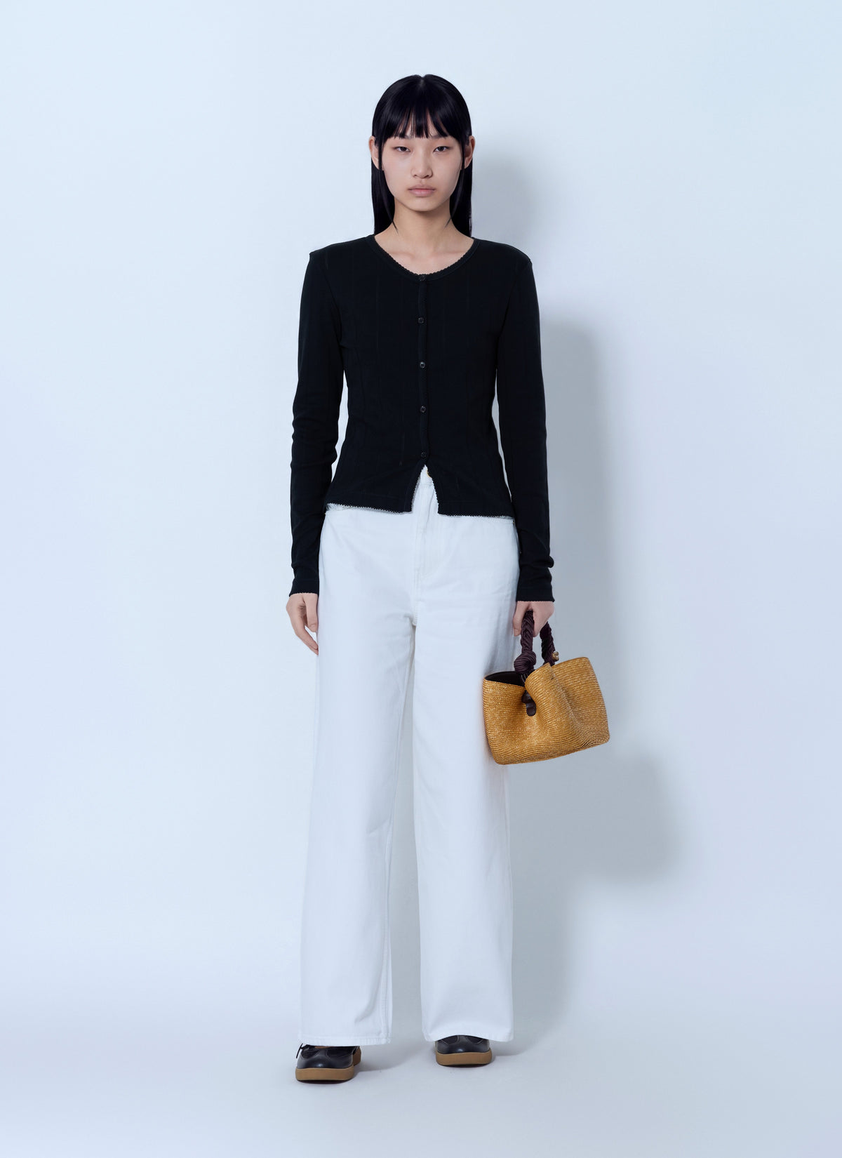Ganni Women Compact Pointelle Rib Jersey Top