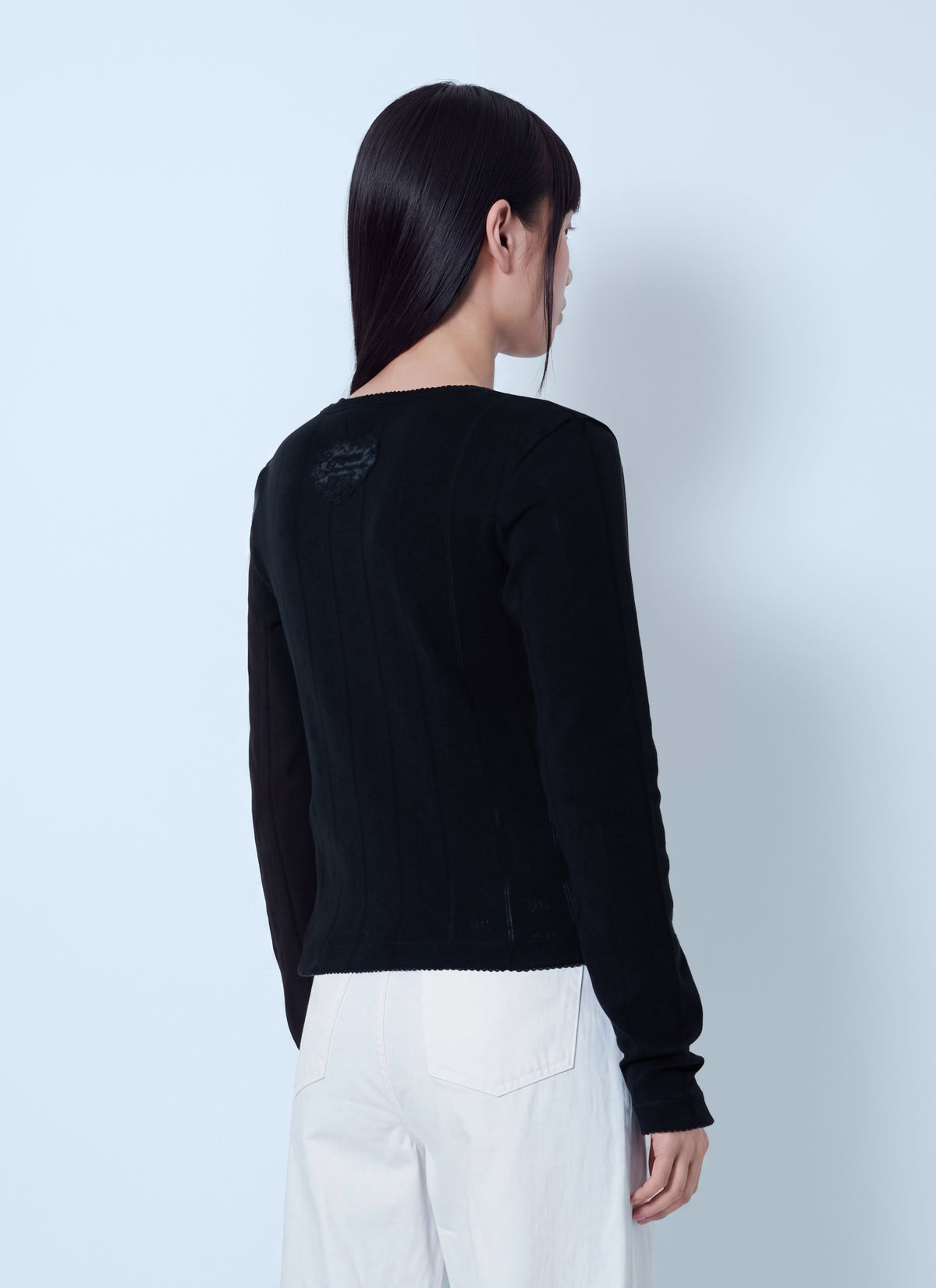 Ganni Women Compact Pointelle Rib Jersey Top