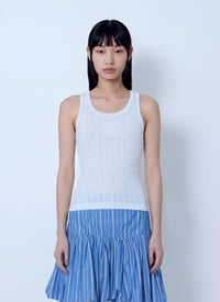 Ganni Women Compact Pointelle Rib Jersey Tank Top
