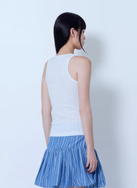 Ganni Women Compact Pointelle Rib Jersey Tank Top