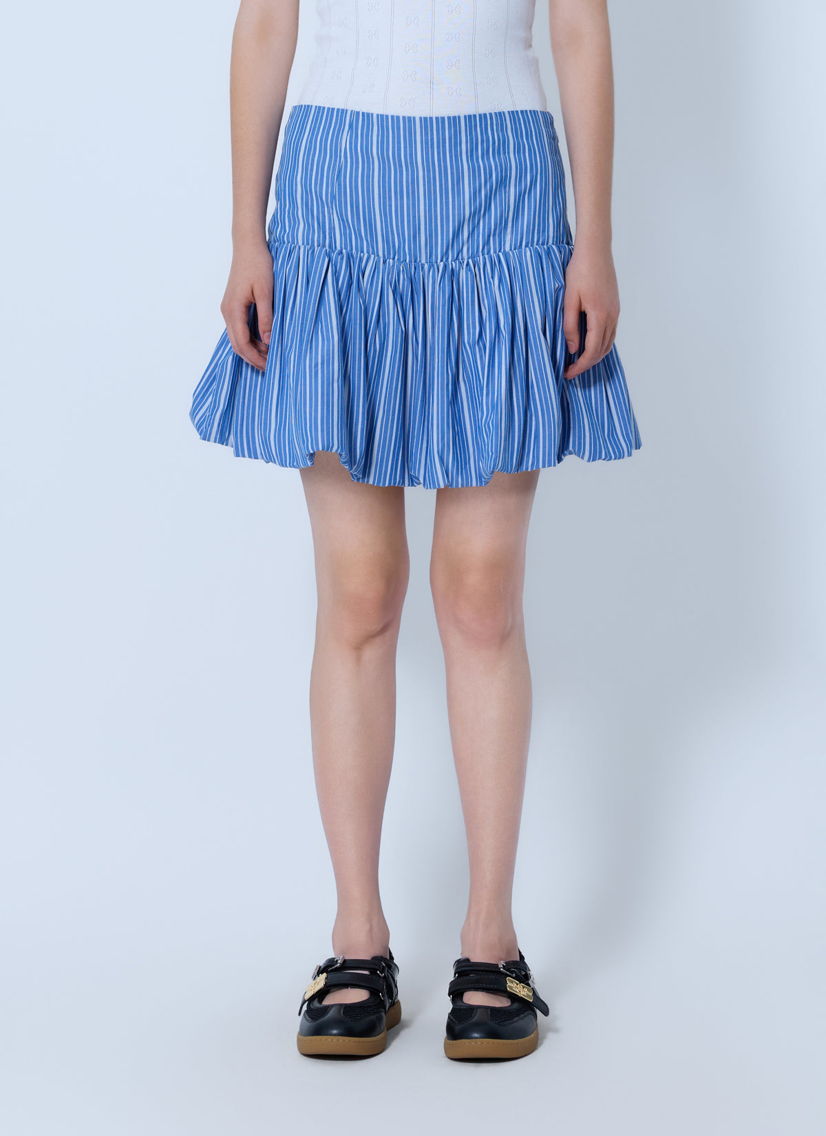 Ganni Women Stripe Cotton Mini Skirt