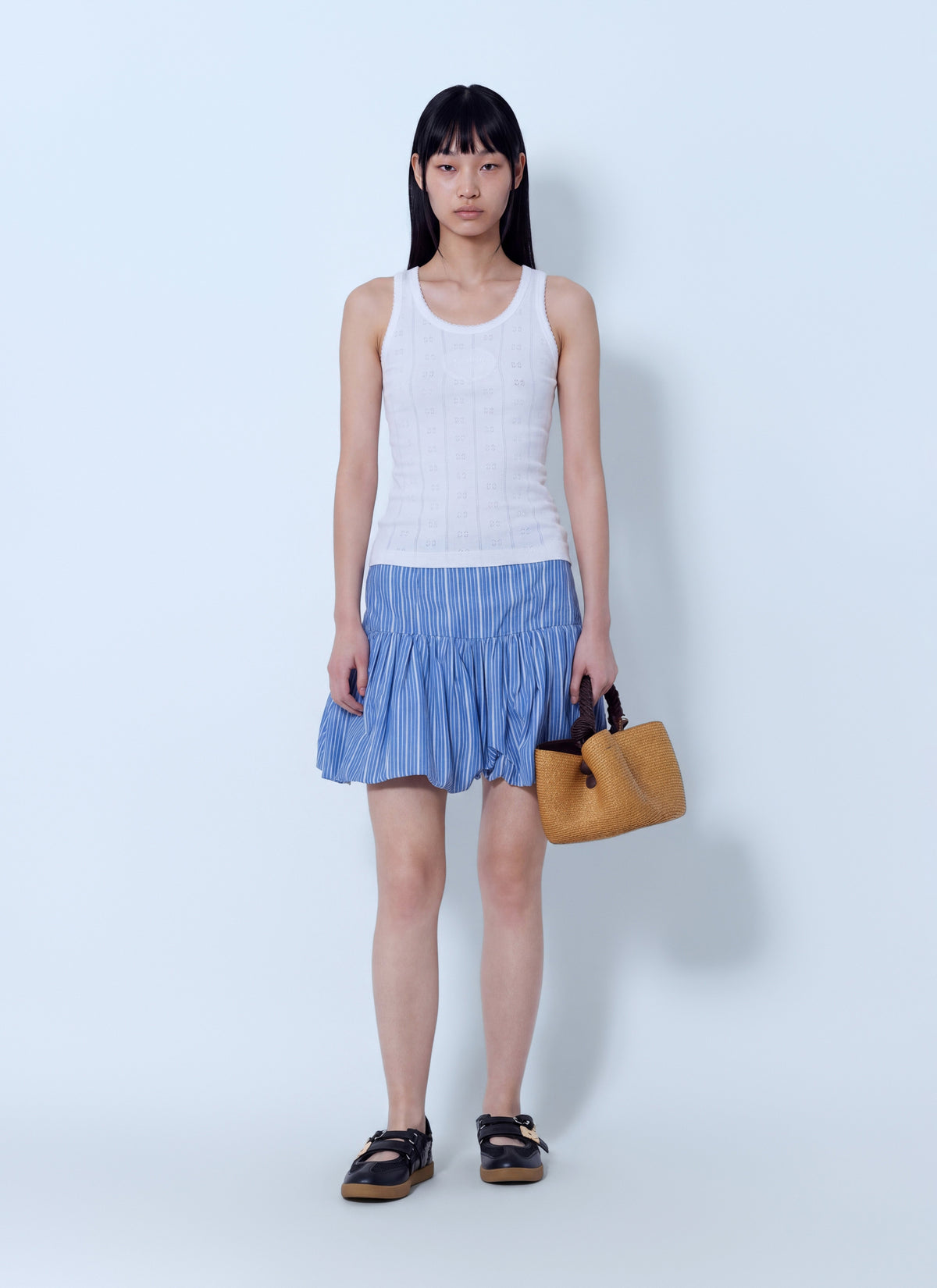 Ganni Women Stripe Cotton Mini Skirt