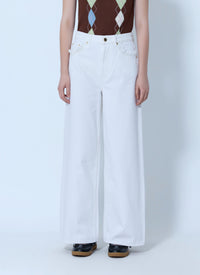 Ganni Women White Denim Lari Jeans
