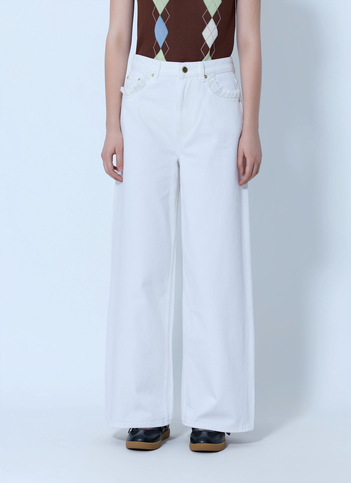 Ganni Women White Denim Lari Jeans