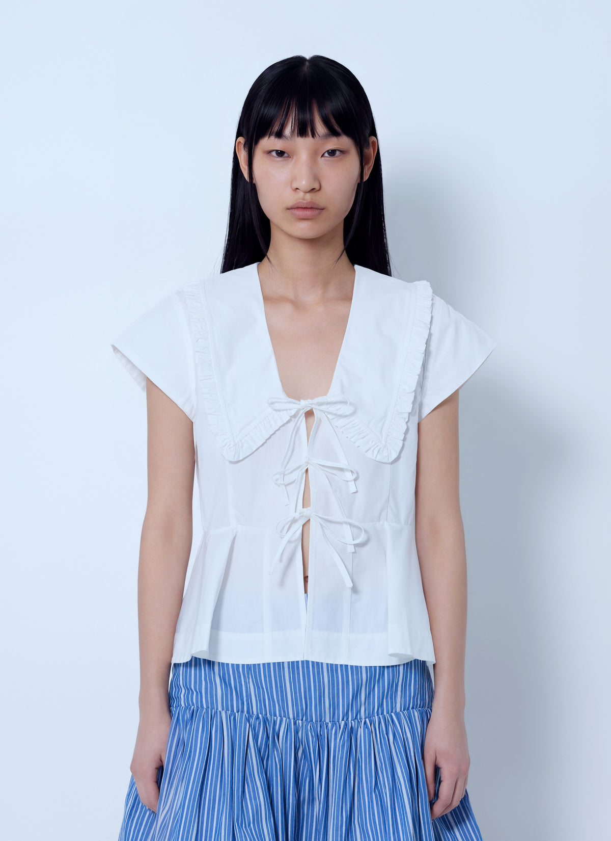 Ganni Women Compact Poplin Collar Blouse