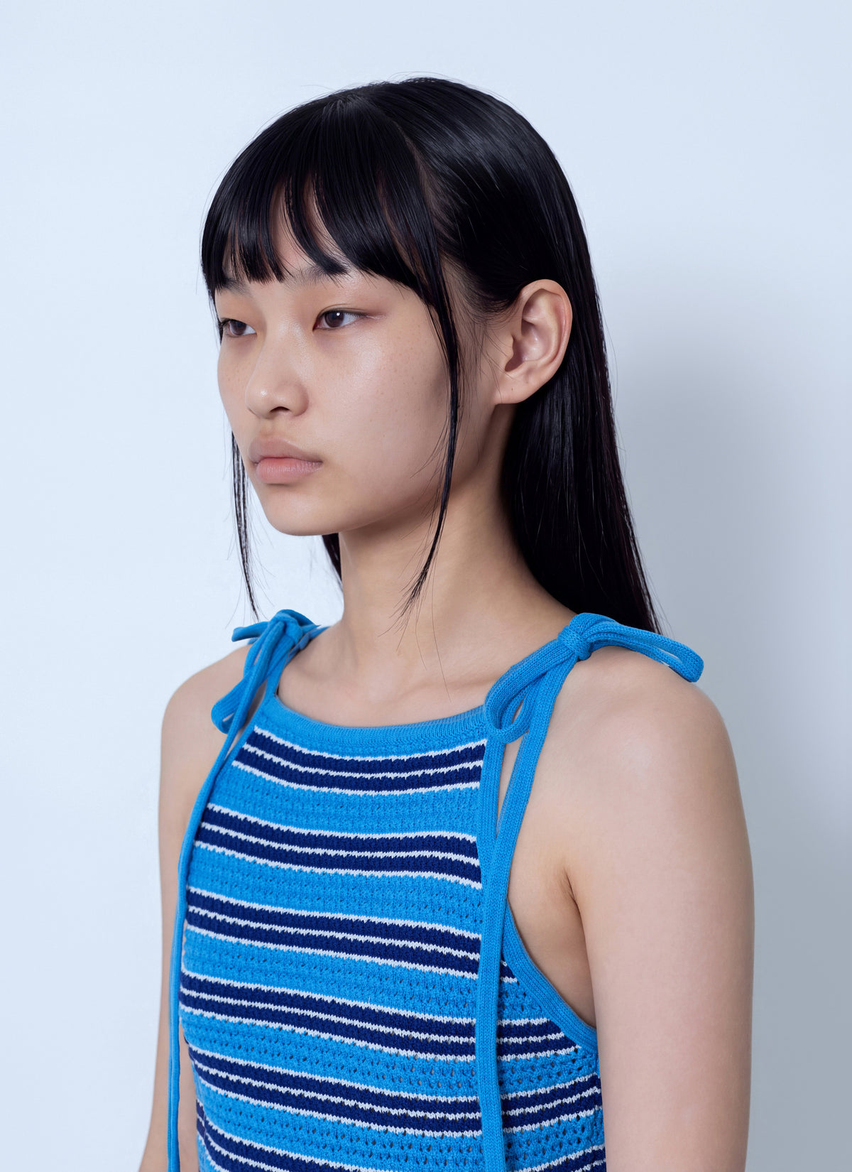 Ganni Women Cotton Pointelle Stripe Top