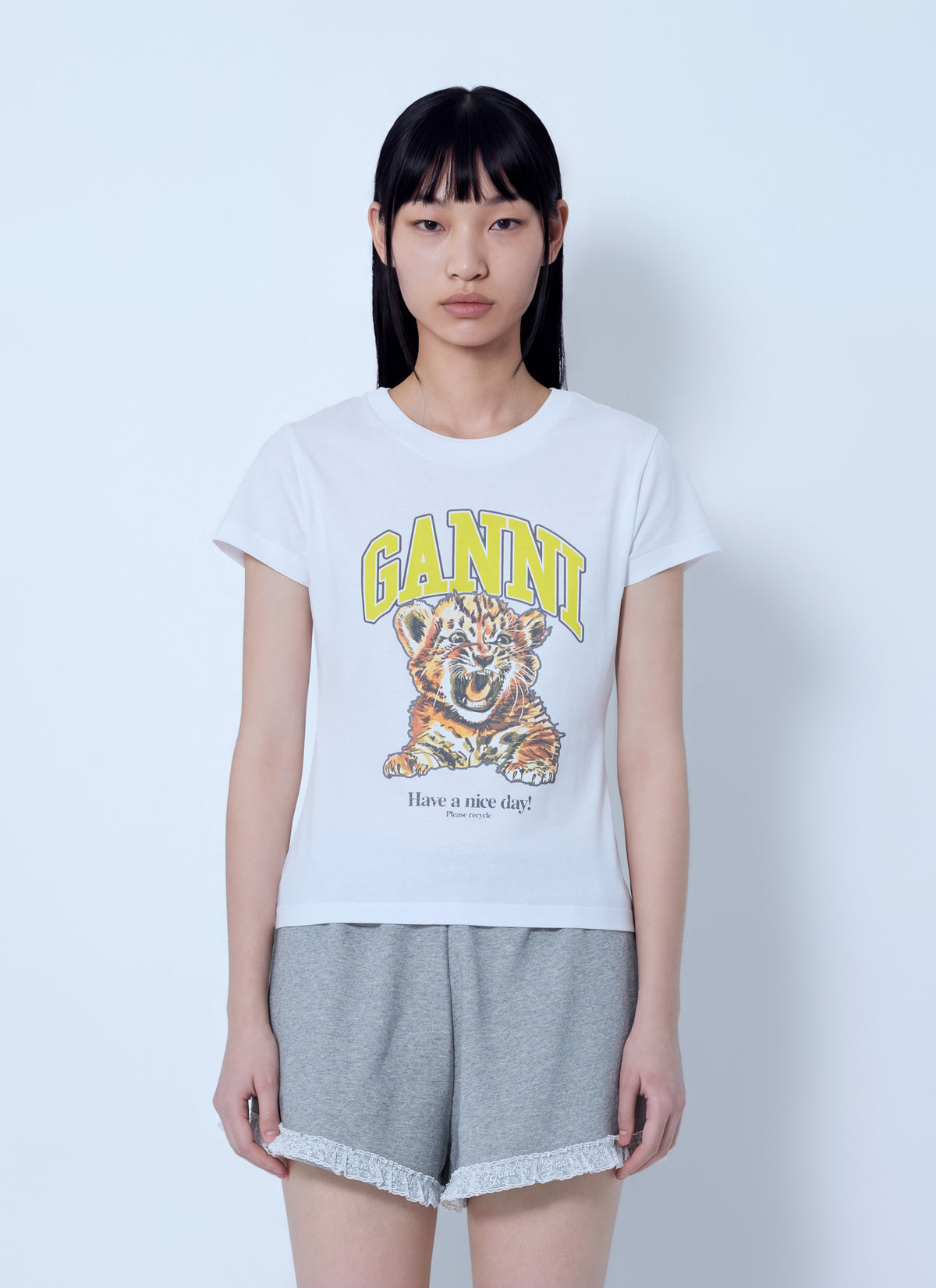 Ganni Women Basic Cotton Baby Tiger T-Shirt