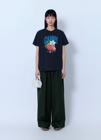 Ganni Women Fruit Logo Cotton T-Shirt