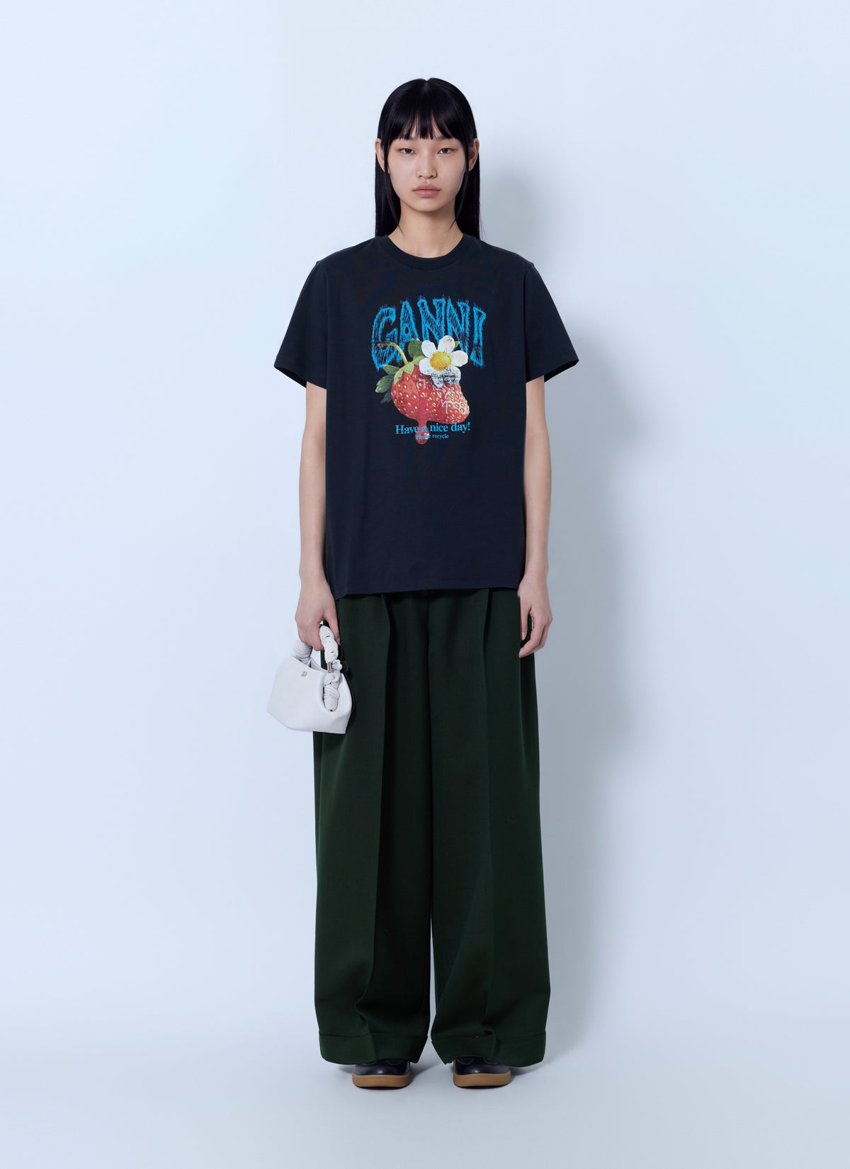 Ganni Women Fruit Logo Cotton T-Shirt