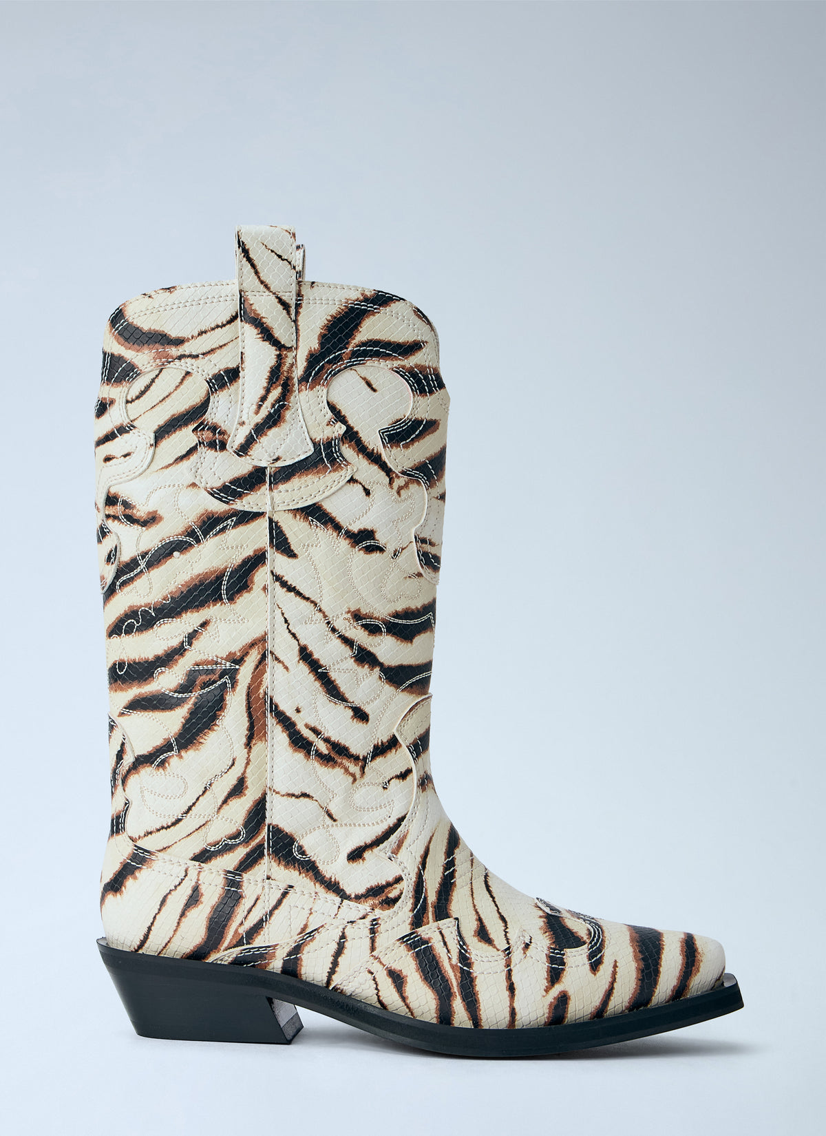 Ganni Women Mid Shaft Embroidered Western Boots