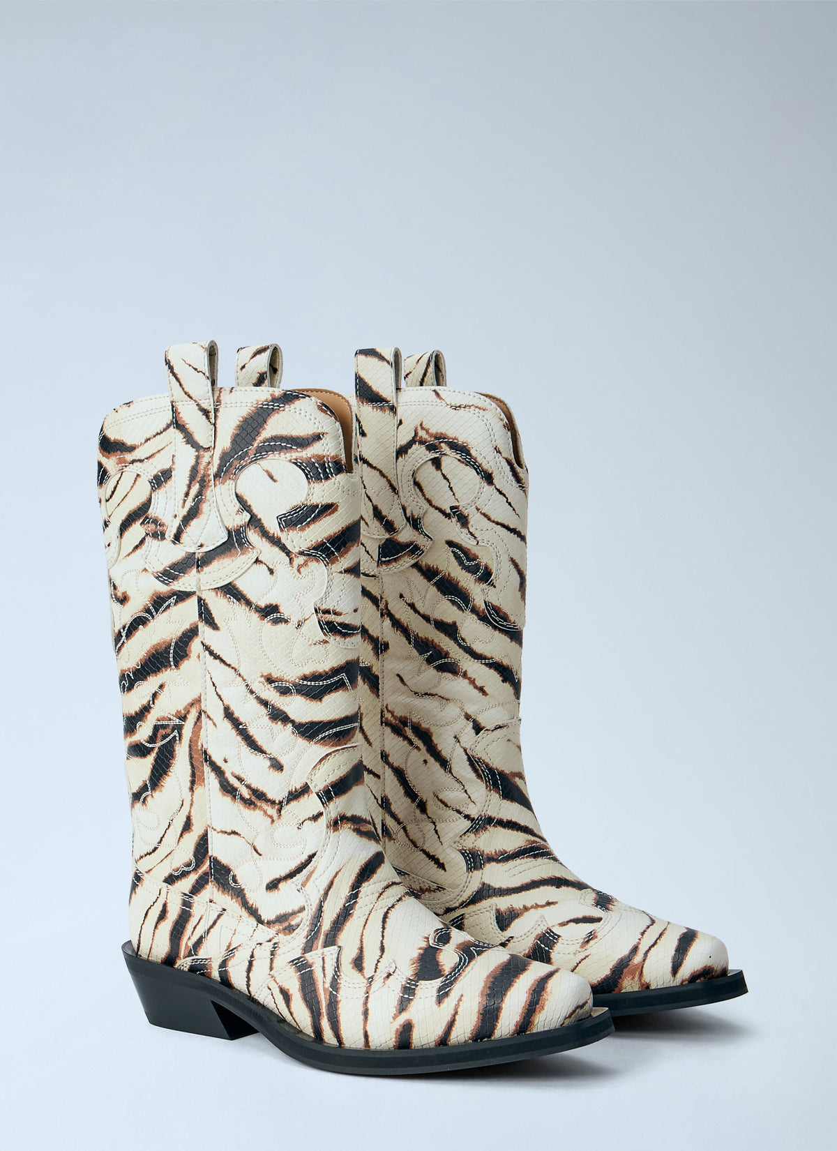 Ganni Women Mid Shaft Embroidered Western Boots