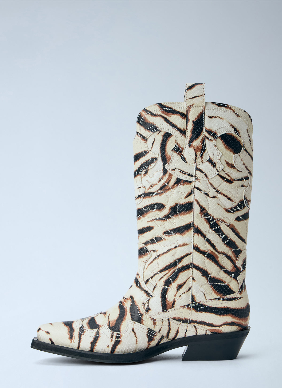 Ganni Women Mid Shaft Embroidered Western Boots