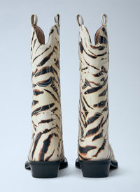 Ganni Women Mid Shaft Embroidered Western Boots