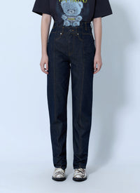 Ganni Women Slub Denim Fold Jeans