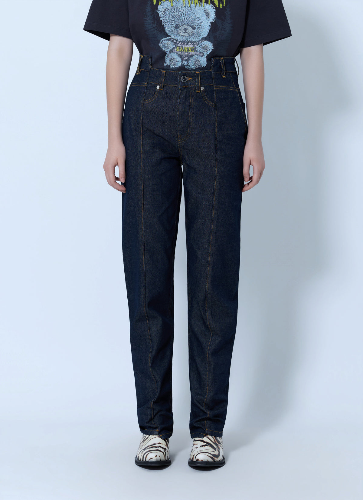 Ganni Women Slub Denim Fold Jeans