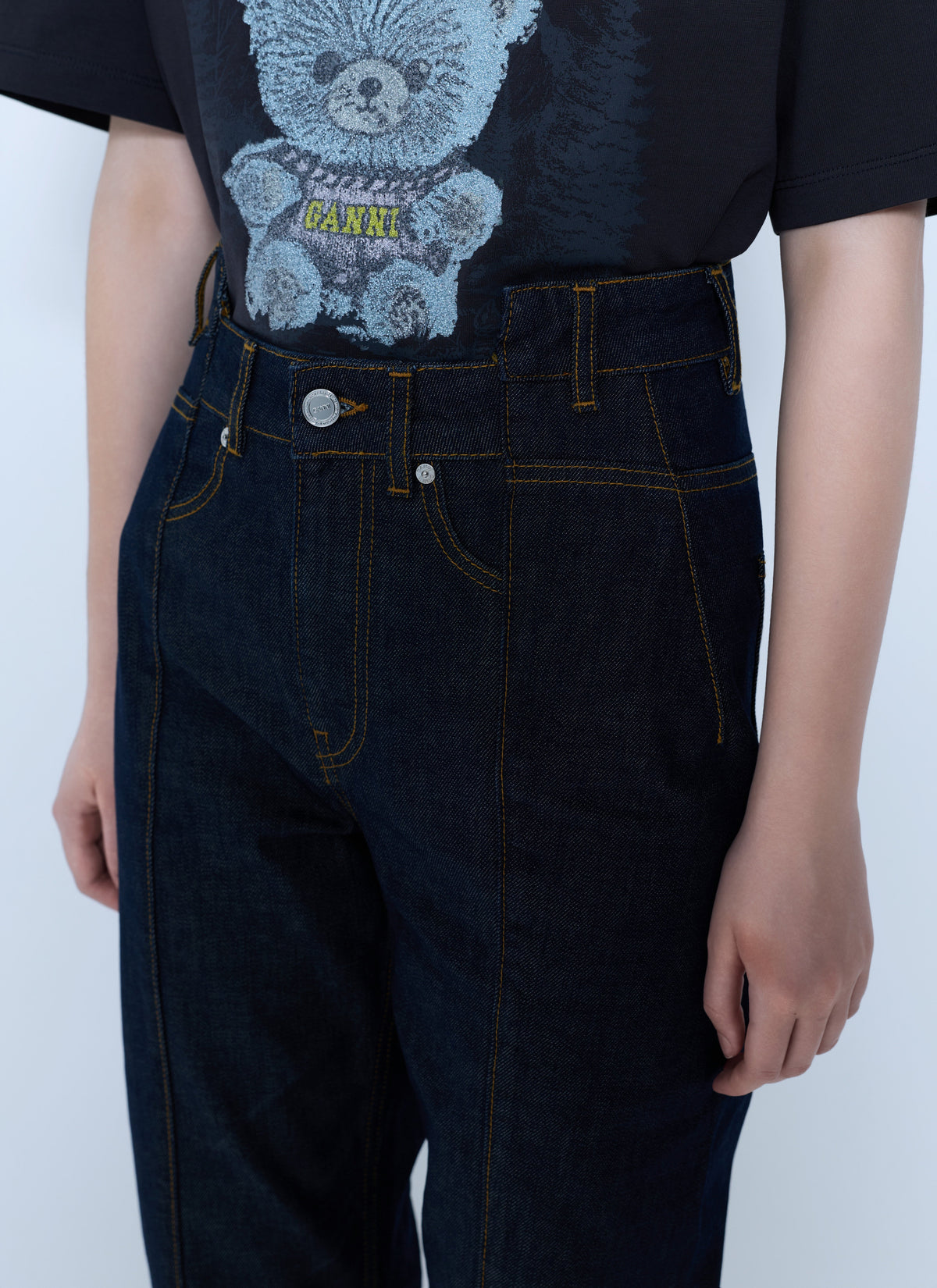 Ganni Women Slub Denim Fold Jeans