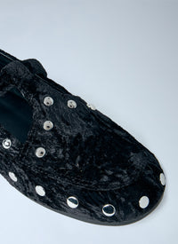 GANNI Ganni Women Mary Jenny Studs Crinkle Velvet Flats