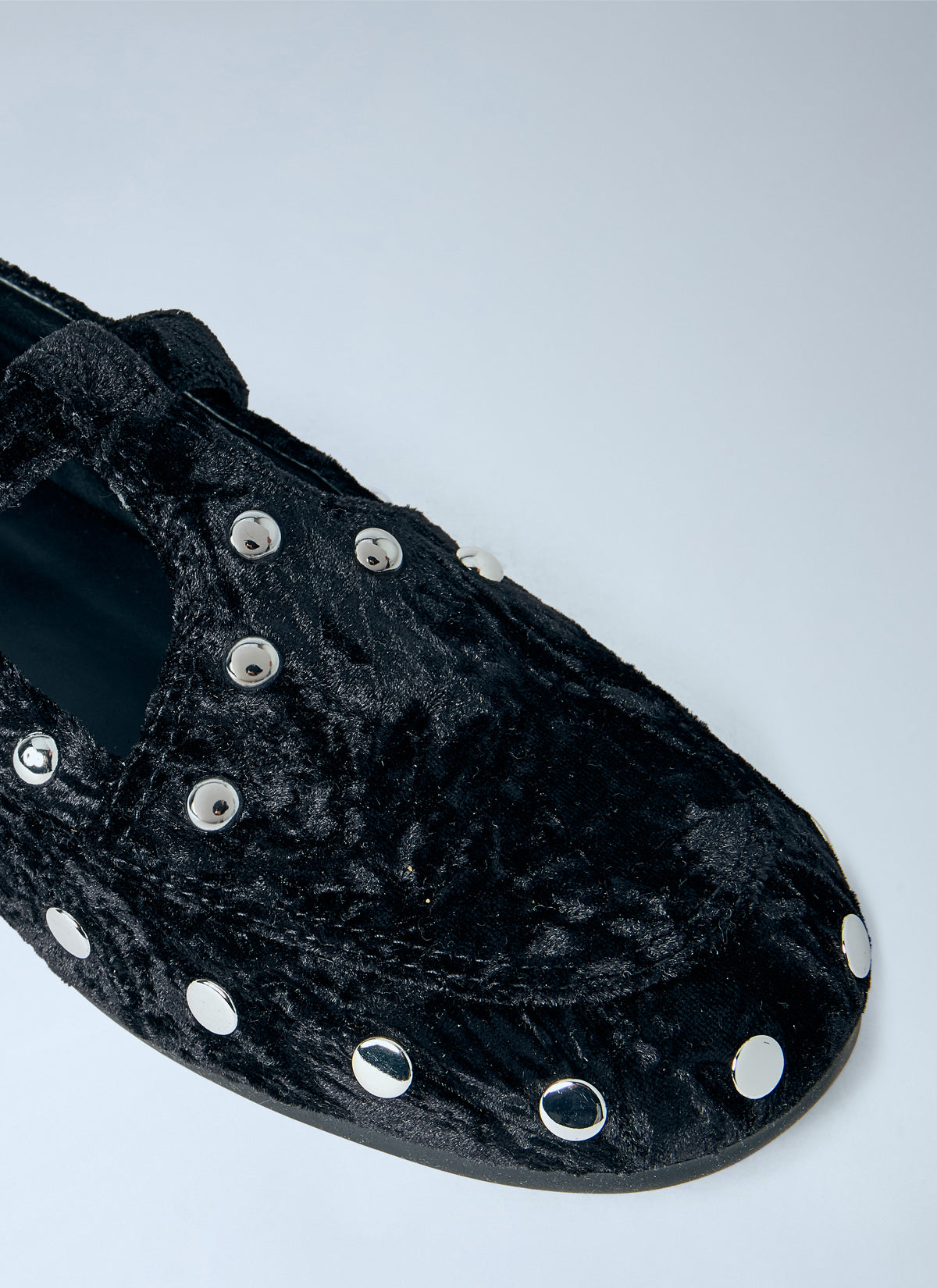 GANNI Ganni Women Mary Jenny Studs Crinkle Velvet Flats