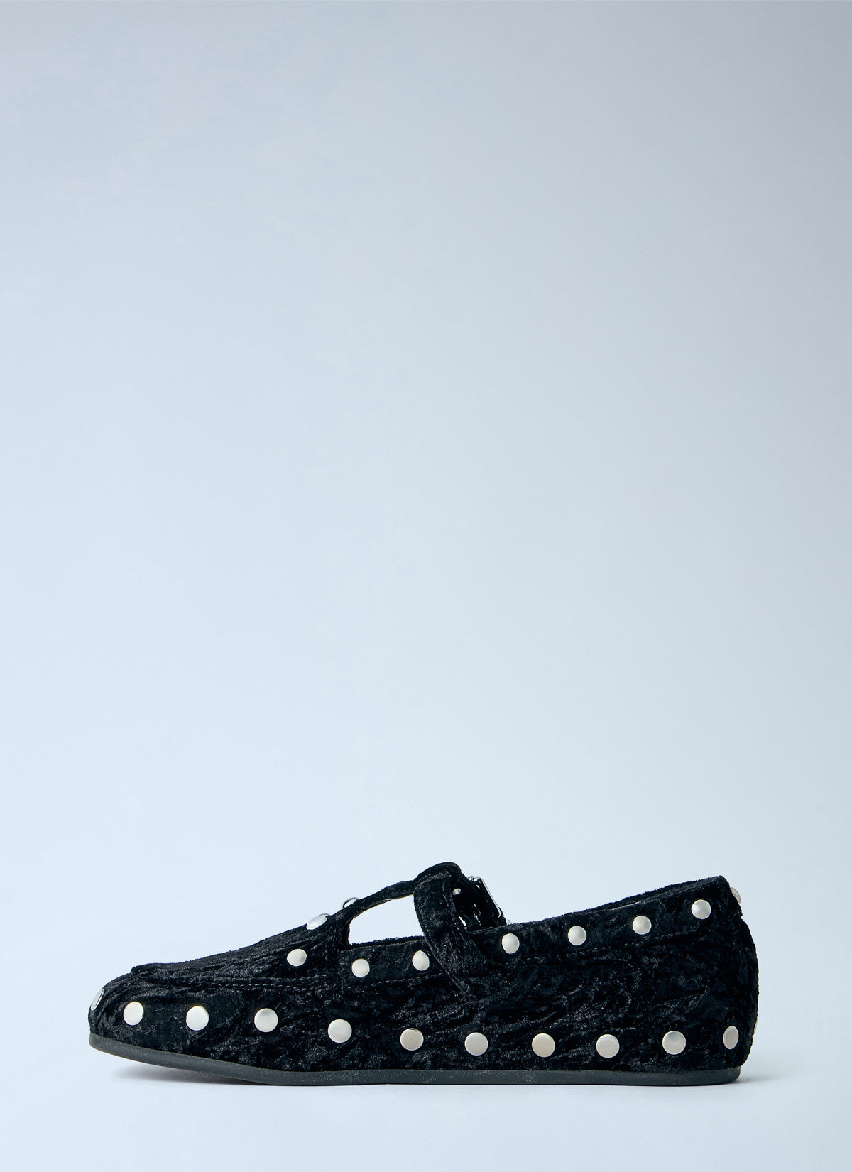 GANNI Ganni Women Mary Jenny Studs Crinkle Velvet Flats