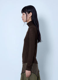 Ganni Women Marl Mesh Turtleneck