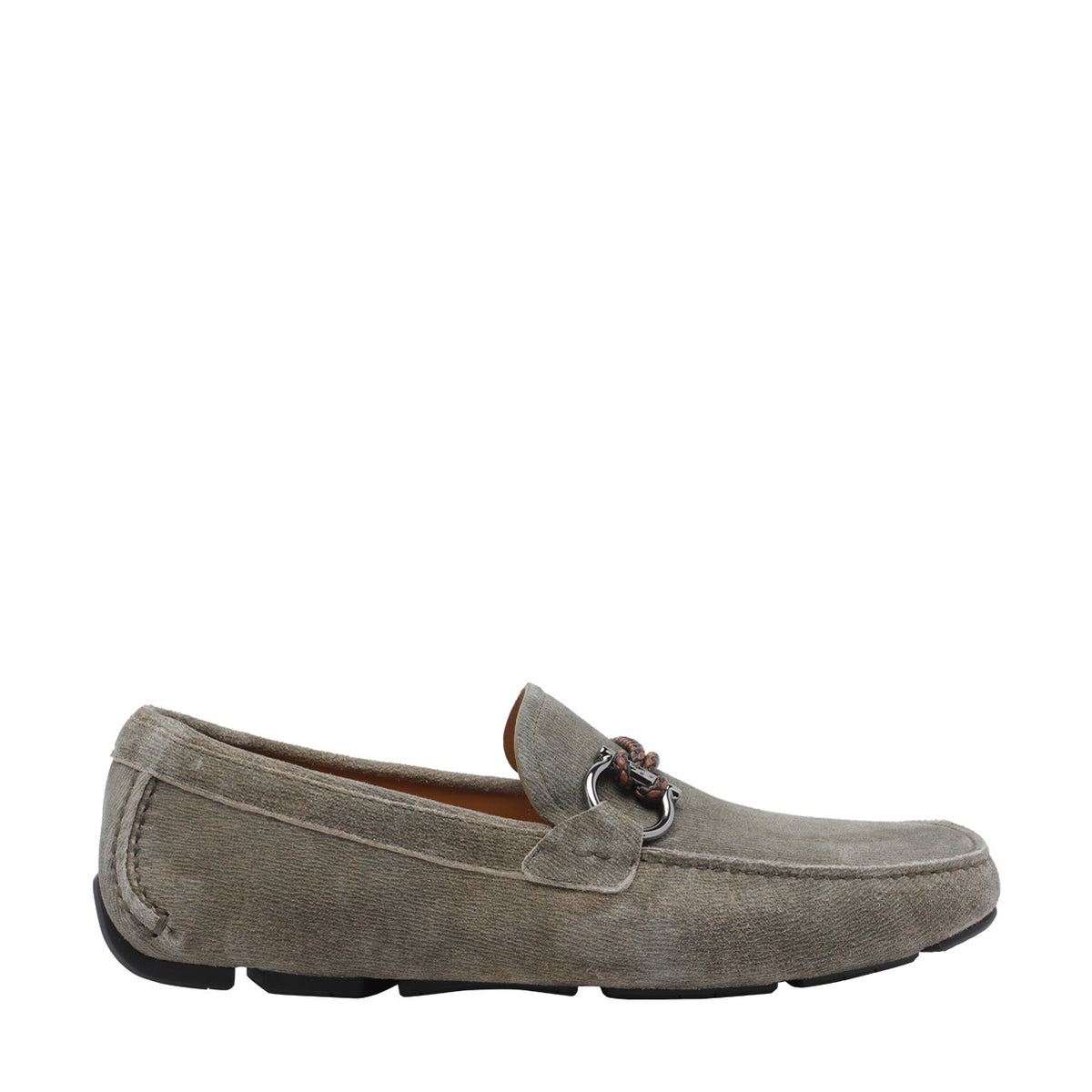 Ferragamo Men Gancini Suede Loafers