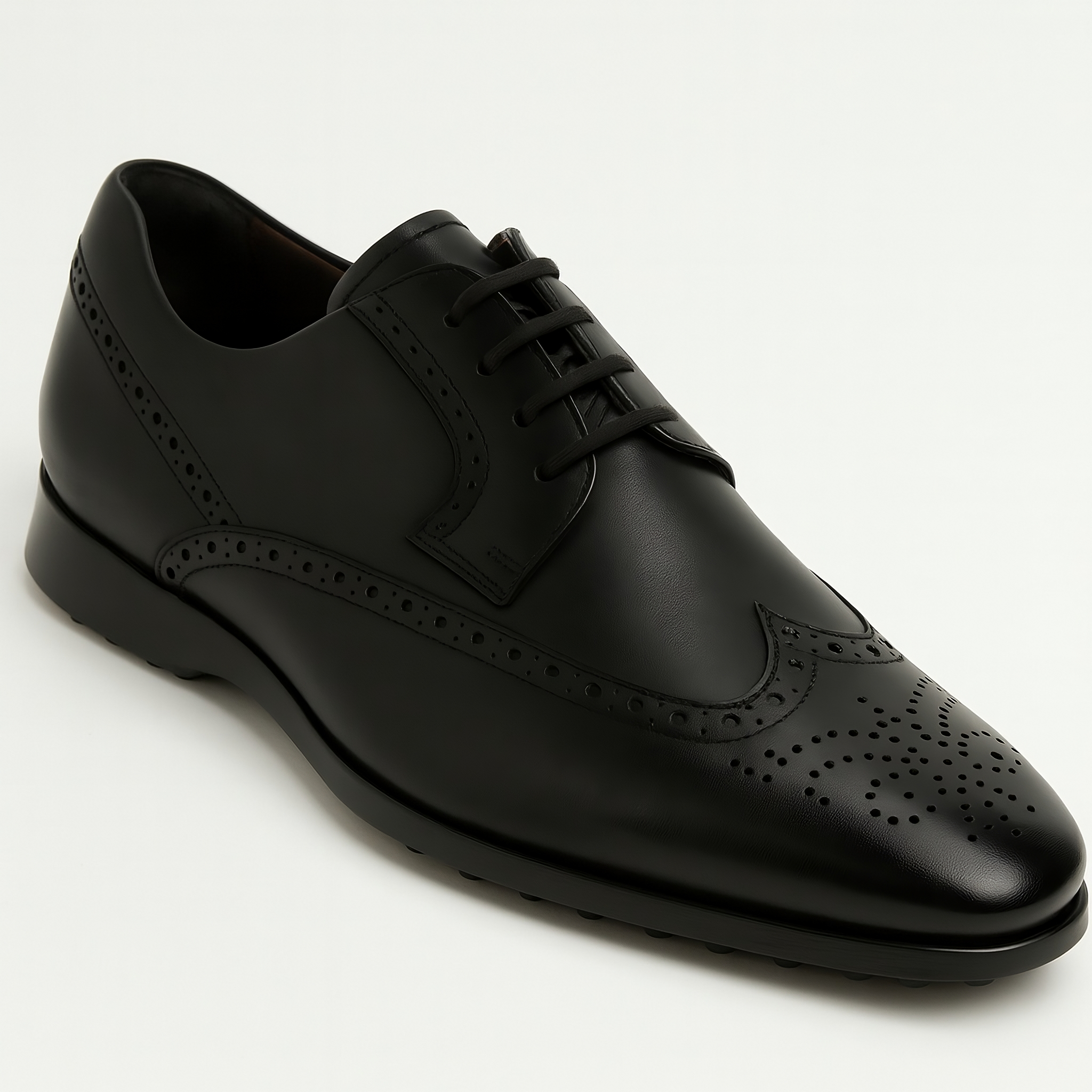 Tods Leather Longwing Brogue Derby Shoes Black