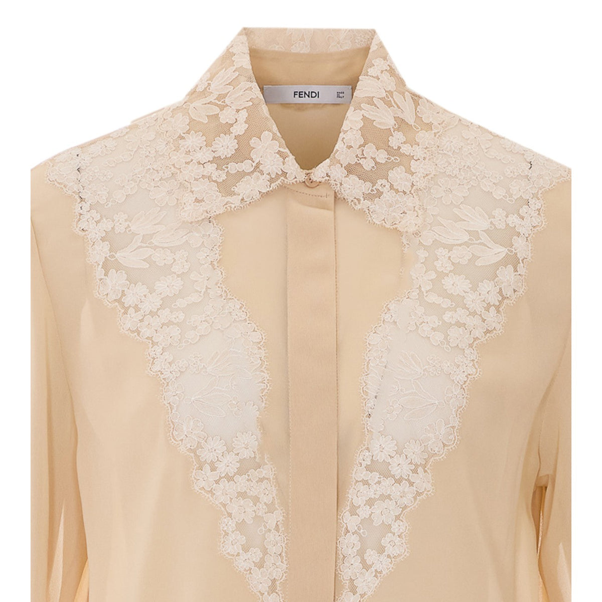 Fendi Fendi Women Georgette Shirt With Peonia Lace Detail