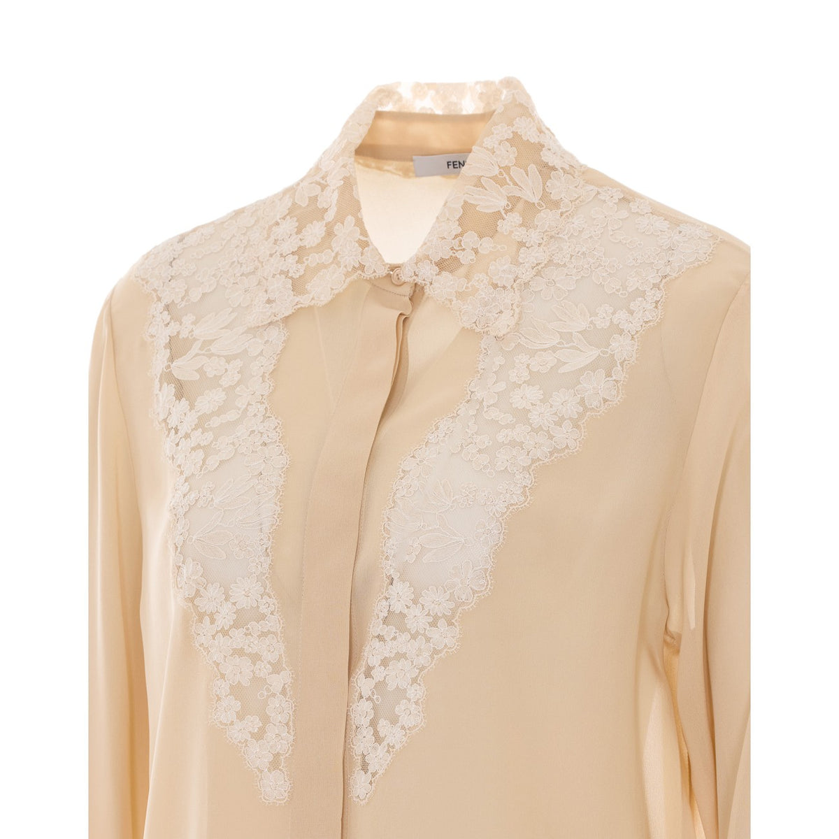 Fendi Fendi Women Georgette Shirt With Peonia Lace Detail