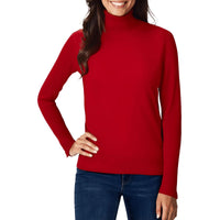 Womens Solid Cotton Turtleneck Sweater