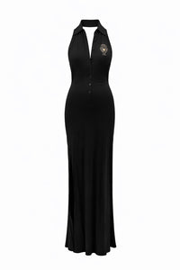 Gianfranco Ferre Black Sleeveless Crest Jersey Fitted Dress - S