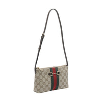 Gucci Women Gg Fabric Crossbody Bag With Web Tape Detail