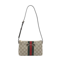 Gucci Women Gg Fabric Crossbody Bag With Web Tape Detail