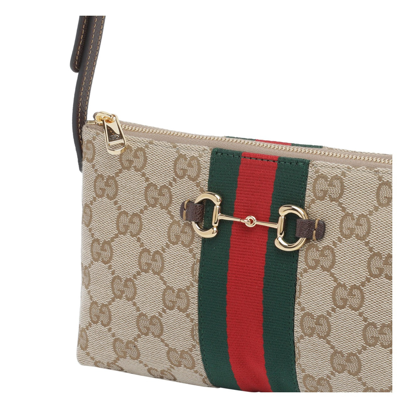 Gucci Women Gg Fabric Crossbody Bag With Web Tape Detail