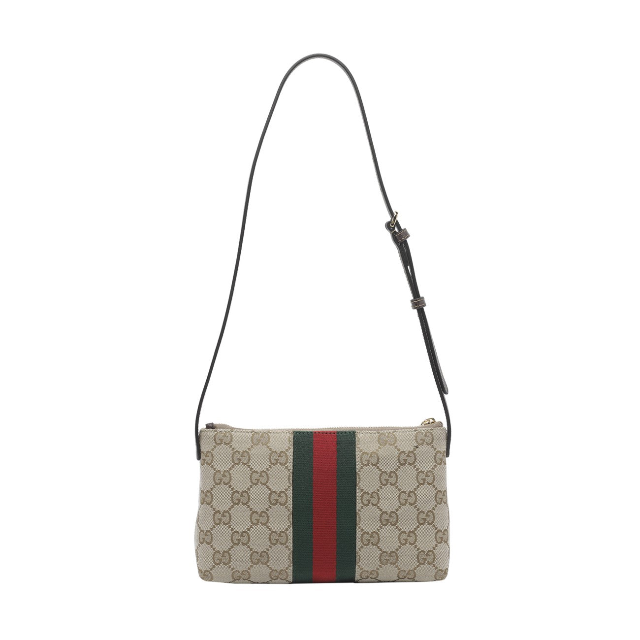 Gucci Women Gg Fabric Crossbody Bag With Web Tape Detail