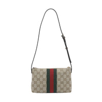 Gucci Women Gg Fabric Crossbody Bag With Web Tape Detail