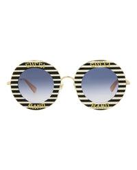 Gucci Womens Round/Oval Black Gold Blue Fashion Designer Eyewear