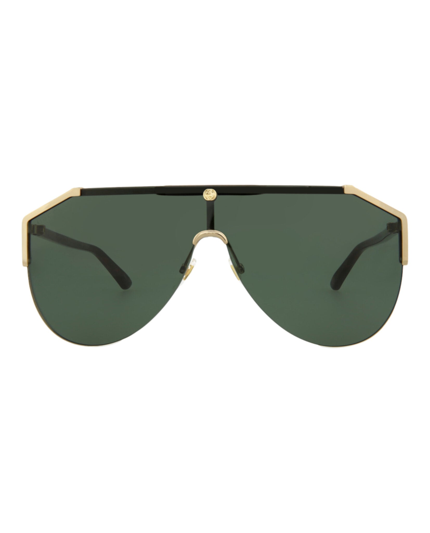 Gucci Mens Shield/Wrap Gold Havana Green Fashion Designer Eyewear