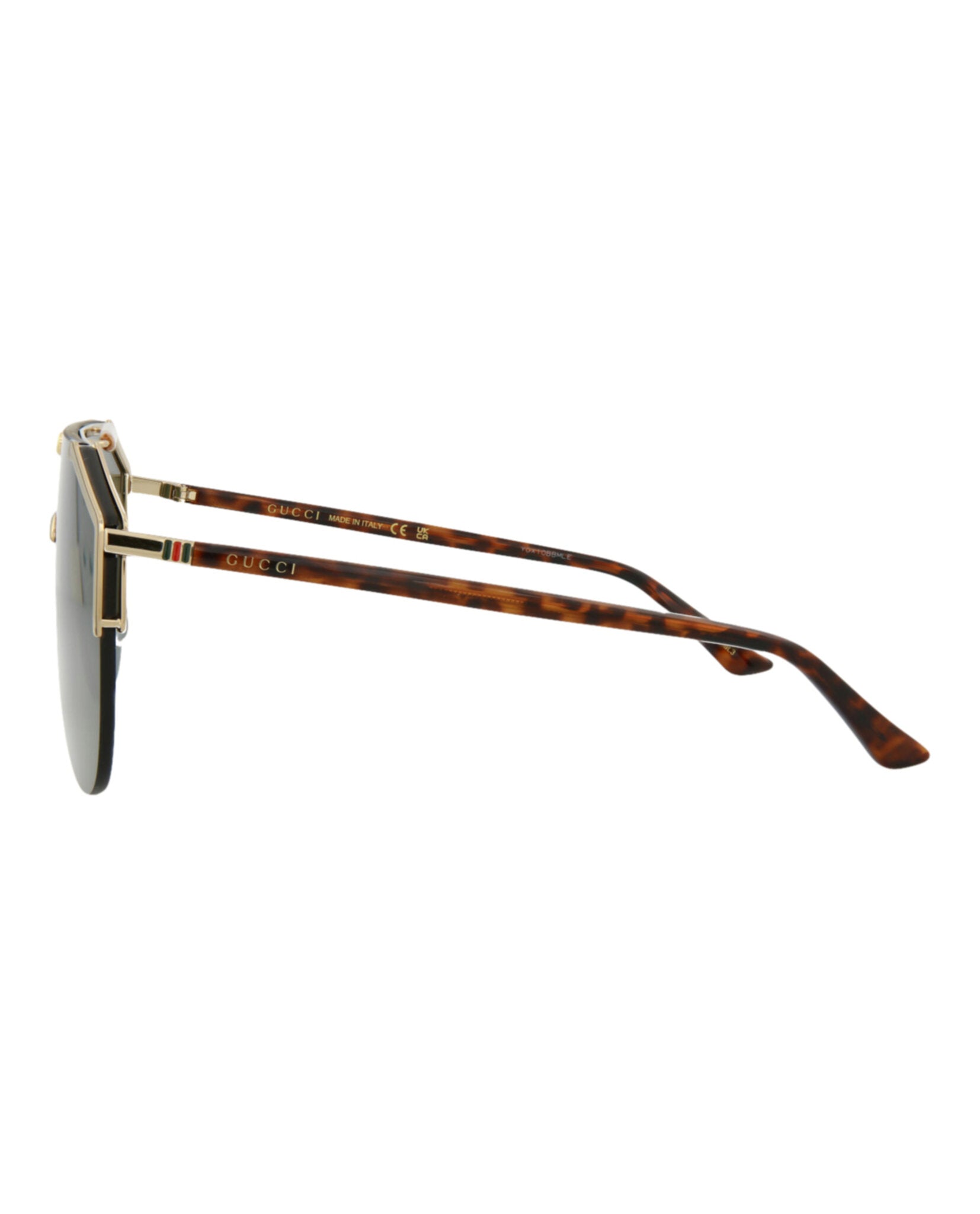 Gucci Mens Shield/Wrap Gold Havana Green Fashion Designer Eyewear