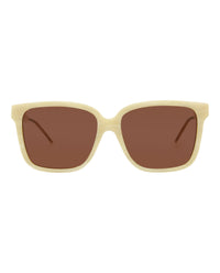 Gucci Womens Square/Rectangle Beige Beige Brown Fashion Designer Eyewear