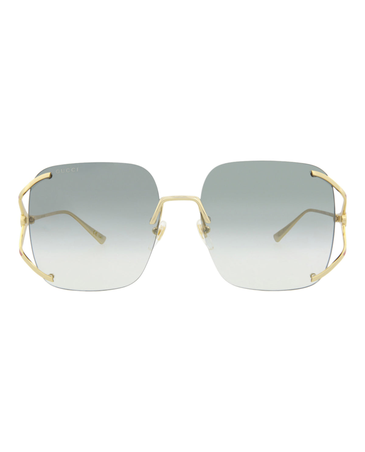 Gucci Womens Square/Rectangle Gold Gold Green Fashion Designer Eyewear