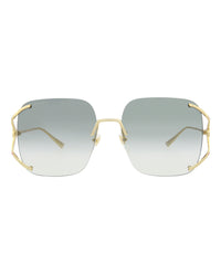 Gucci Womens Square/Rectangle Gold Gold Green Fashion Designer Eyewear
