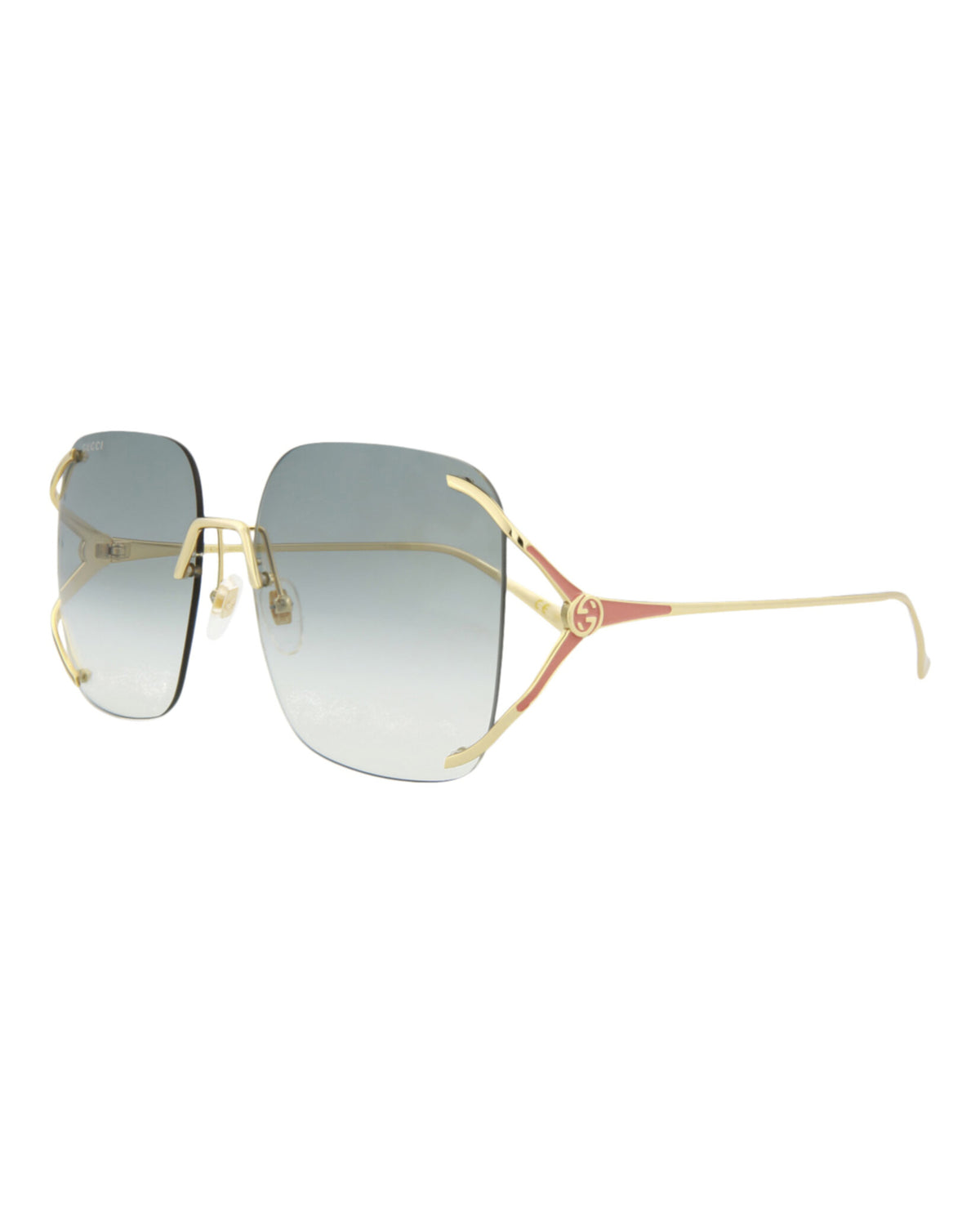 Gucci Womens Square/Rectangle Gold Gold Green Fashion Designer Eyewear