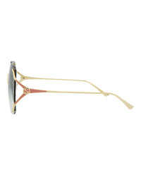 Gucci Womens Square/Rectangle Gold Gold Green Fashion Designer Eyewear