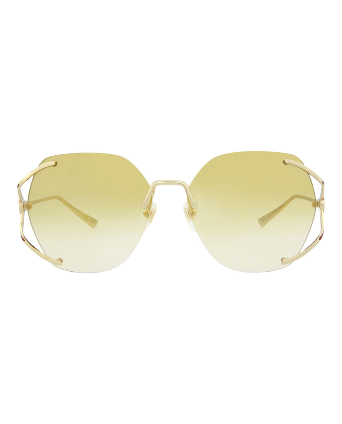Gucci Gucci Womens Square/Rectangle Gold Gold Yellow Fashion Designer Eyewear