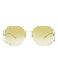 Gucci Gucci Womens Square/Rectangle Gold Gold Yellow Fashion Designer Eyewear