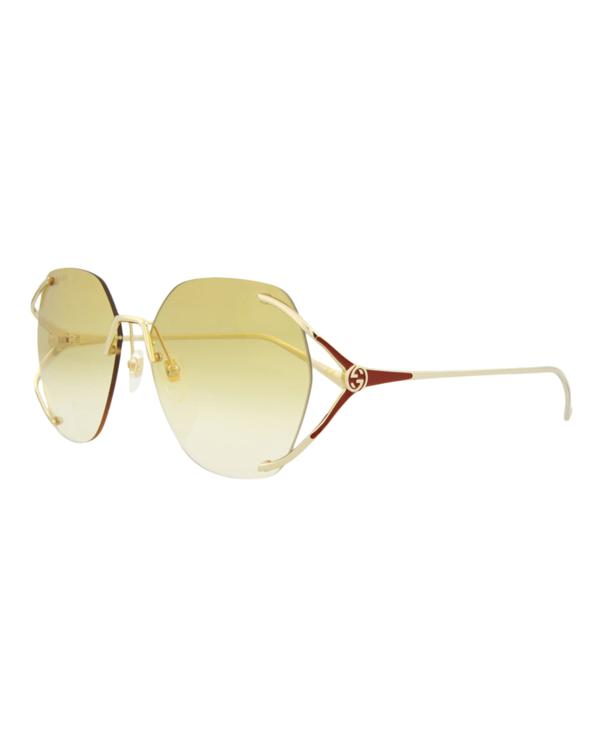 Gucci Gucci Womens Square/Rectangle Gold Gold Yellow Fashion Designer Eyewear