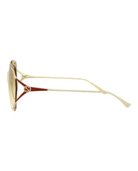 Gucci Gucci Womens Square/Rectangle Gold Gold Yellow Fashion Designer Eyewear